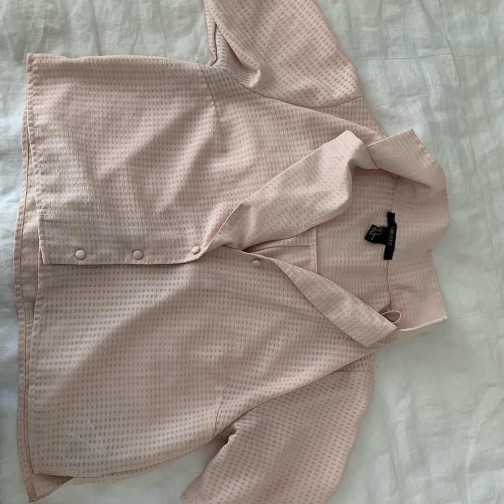 pink Button Down Crop top
